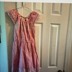 Gap Girls Eyelet Pink Gingham Dress L